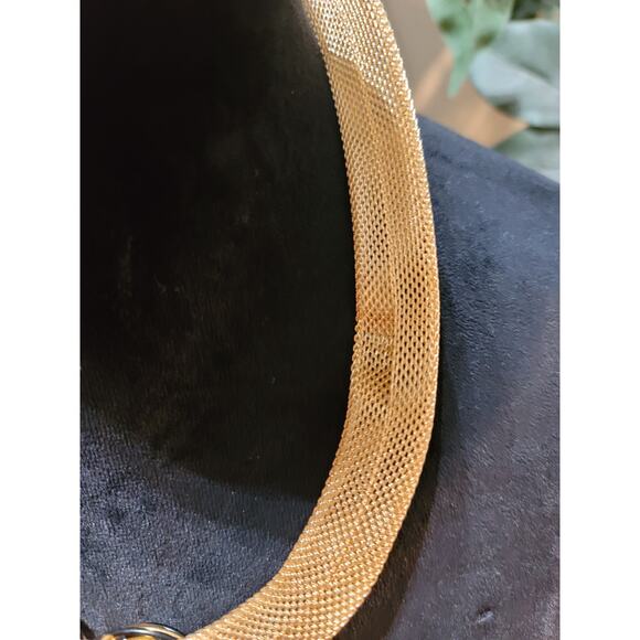 Women's Statement Gold Mesh Necklace With Spiral Wire Design And Druzy Stone - Picture 6 of 8